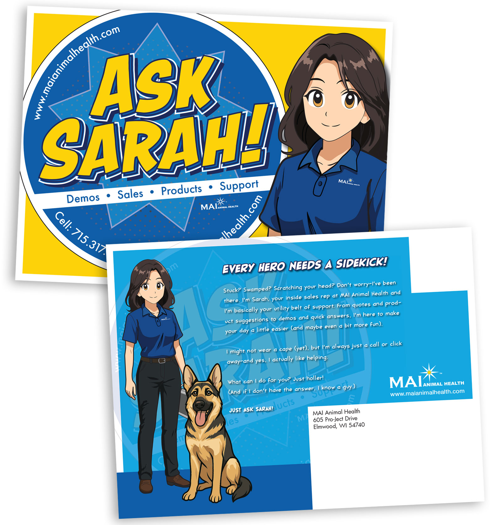 Ask Sarah direct mail postcard