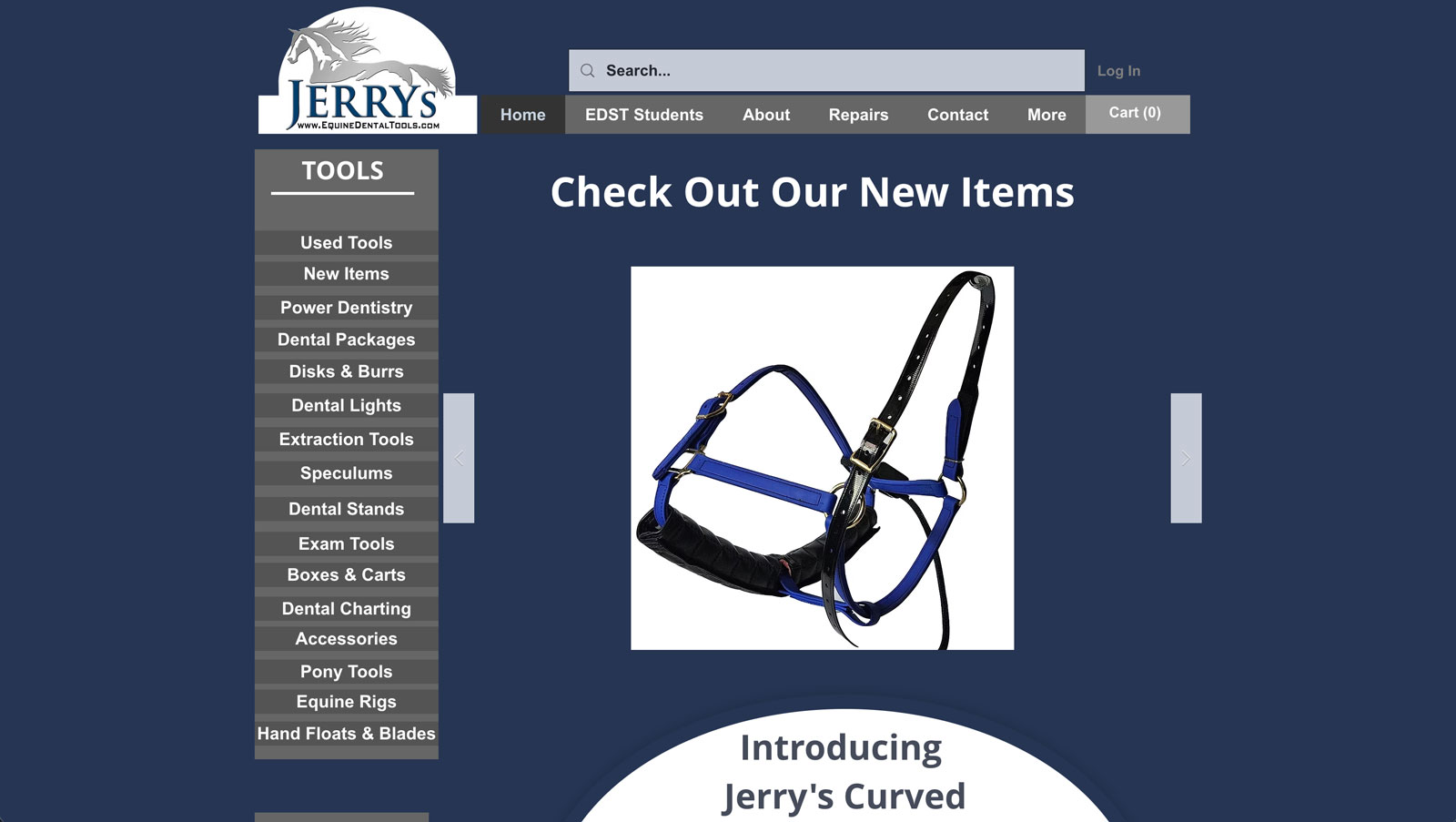 Redesigned Jerry's Equine Dental Tools homepage